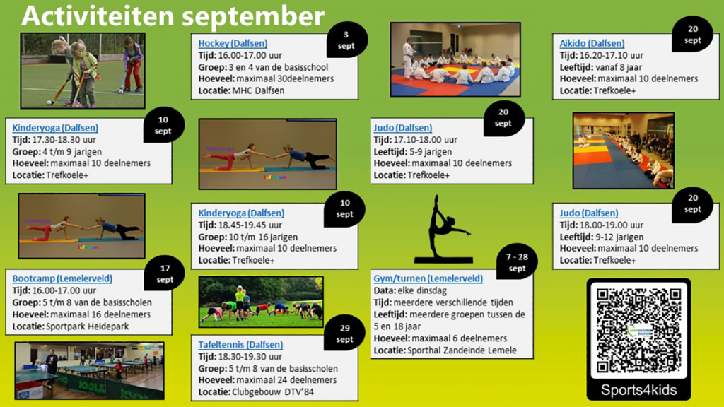 Sports4kids activiteitenkalender september Sports4kids activiteitenkalender september