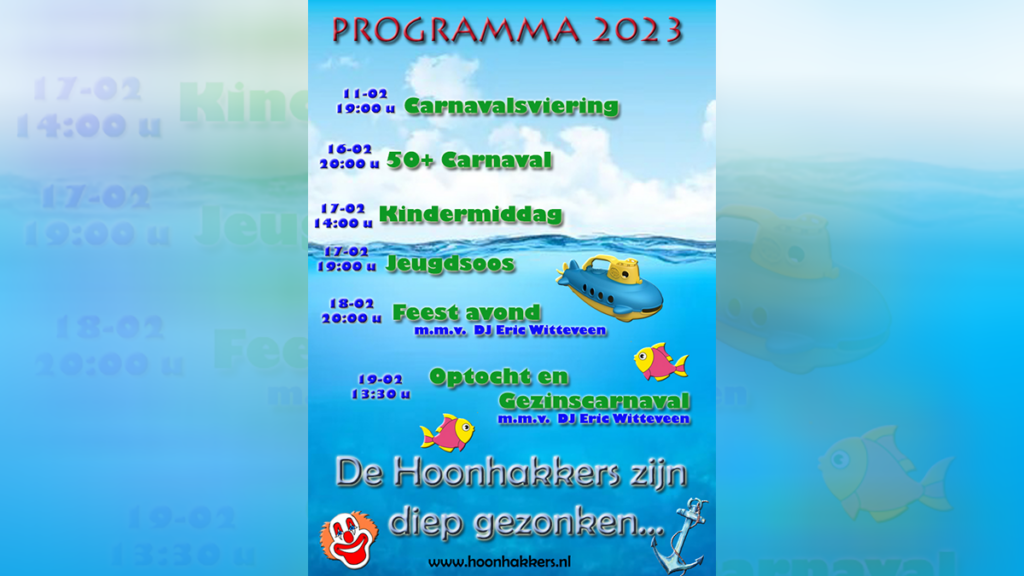 Programma carnaval 2023 “De hoonhakkers zijn diep gezonken !!!”