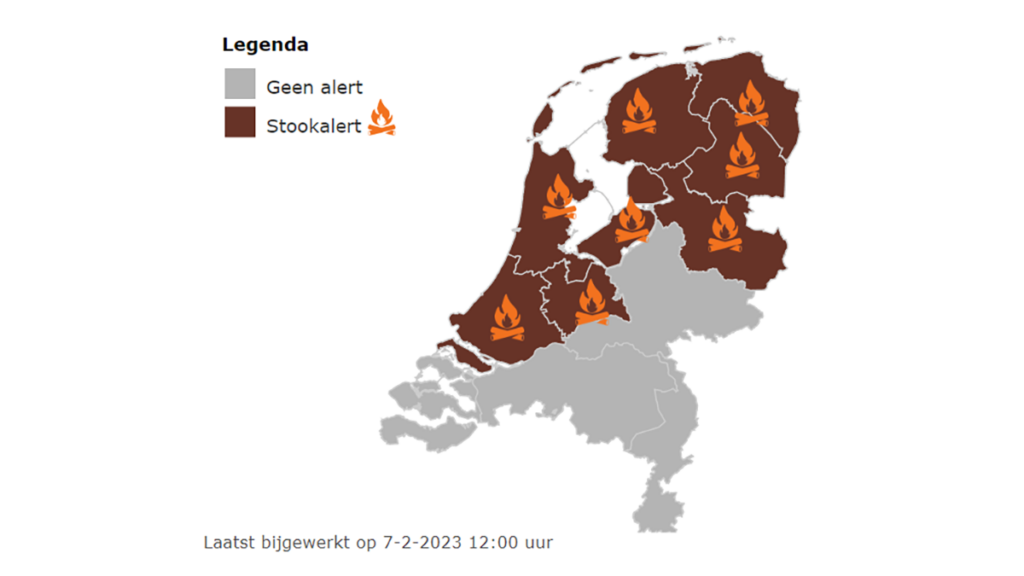 Stookalert voor Groningen, Friesland, Drenthe, Overijssel, Utrecht, Noord-Holland, Zuid-Holland en Flevoland