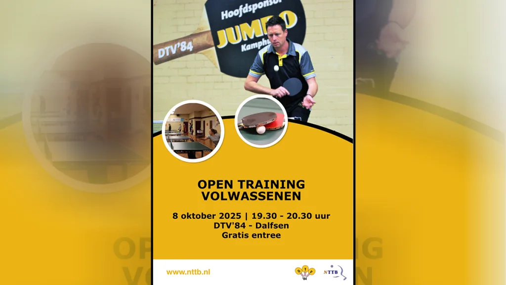 Gratis Open Tafeltennistraining DTV’84 (8 okt) Gratis Open Tafeltennistraining DTV'84 (8 okt)