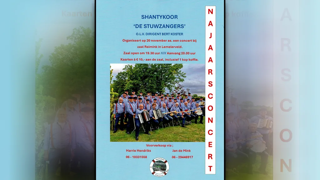 De Stuwzangers geven najaarsconcert in Lemelerveld