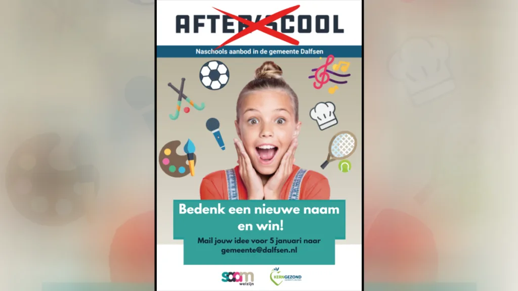 Dalfsen zoekt coole naam voor naschoolse kids-activiteiten Dalfsen zoekt coole naam voor naschoolse kids-activiteiten