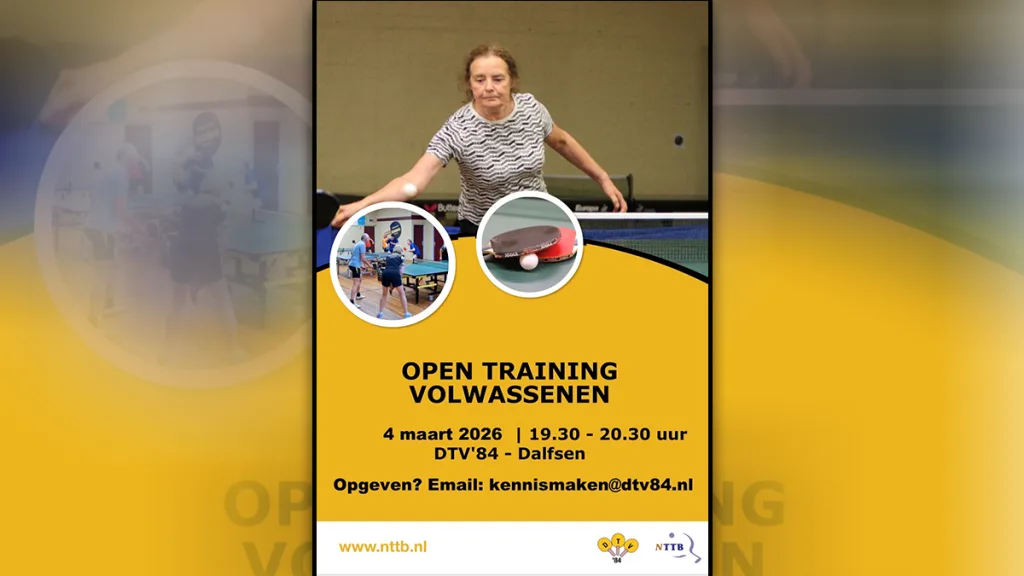 DTV ’84 houdt open training voor volwassenen DTV ’84 houdt open training voor volwassenen