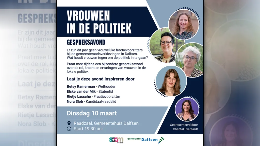 Vrouwen in de politiek: Gespreksavond in Dalfsen Vrouwen in de politiek: Gespreksavond in Dalfsen