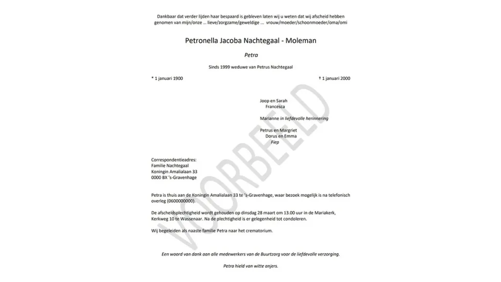 Voorbeeld Familiebericht